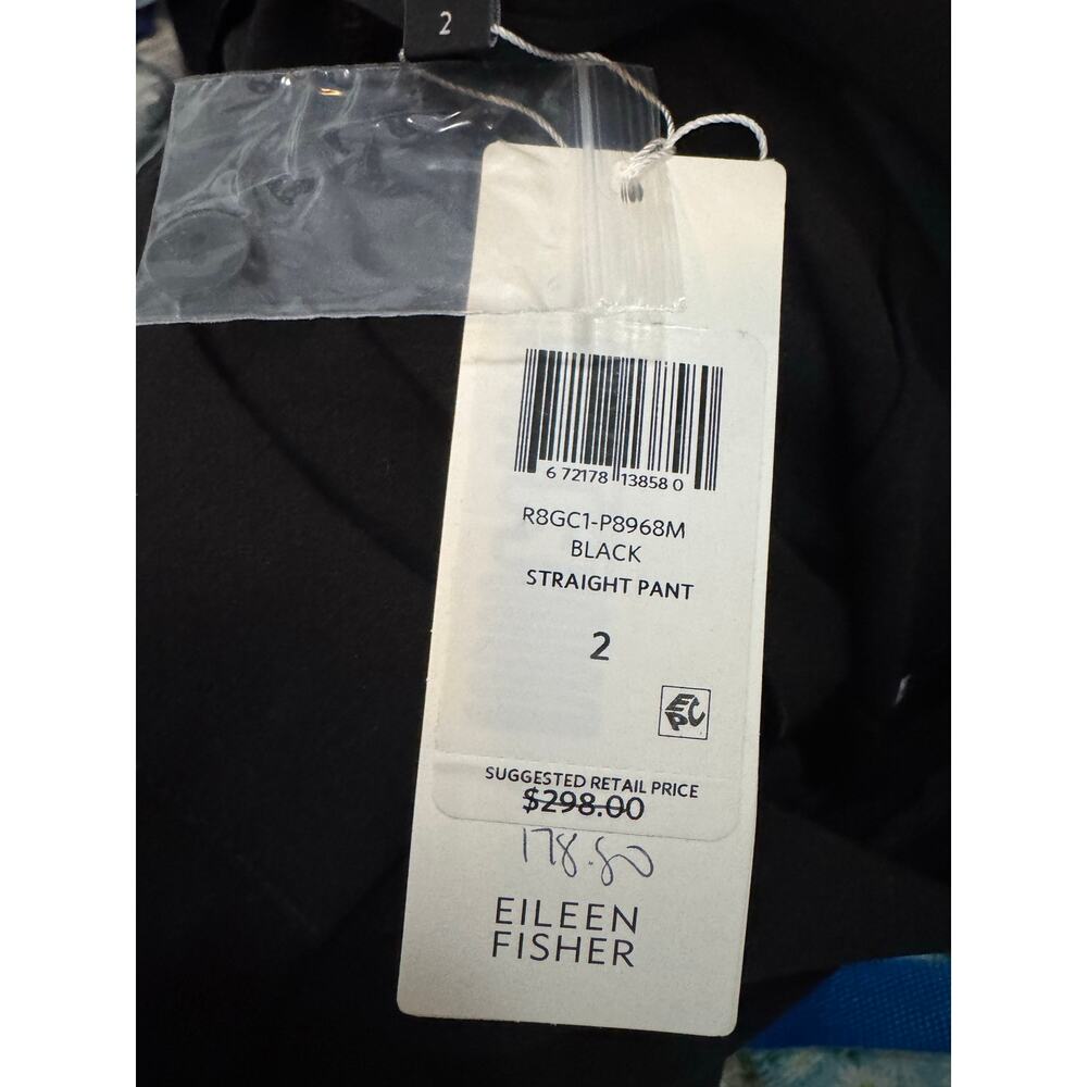 EILEEN FISHER Silk Georgette Crepe NWT $298 Straight Racing Stripe Pants Size 2 - Picture 7 of 9